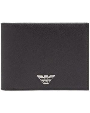 Emporio Armani Logo Appliqué Bi-Fold Wallet - Black