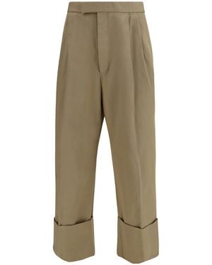 Thom Browne High Rise Double Pleated Trousers - Green
