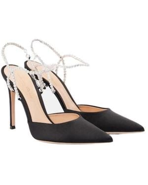 Gianvito Rossi Crystal-Embellished Satin Court Shoes - White