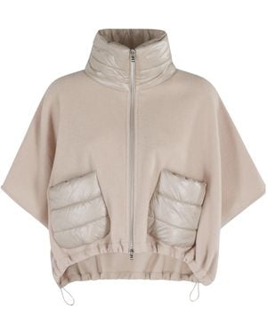 Herno Short Wool And Cashmere Poncho - Natural