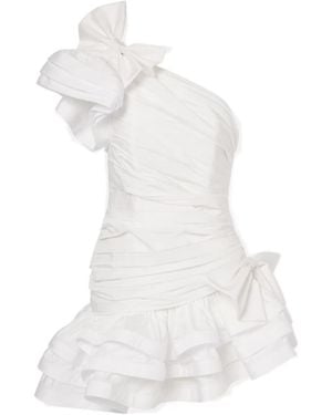 Alessandra Rich Ruffled Taffetta Minidress - White
