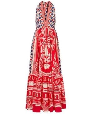 CAMILLA Halterneck Cotton Poplin Maxi Dress - Red
