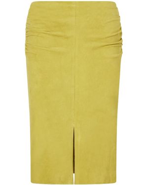 Stouls Ooma Ruched Suede Midi Skirt - Yellow