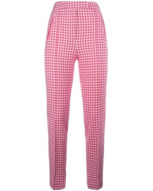 Pt Pantaloni Pt Torino Frida Checked Tapered Pants - Pink