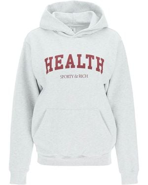 Sporty & Rich Logo Hooded Jumper - Grey