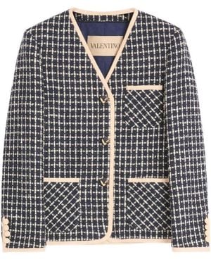 Valentino V-Neck Button-Up Jacket - Black