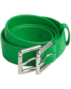 Bottega Veneta Knit Double Buckle Belt - Green
