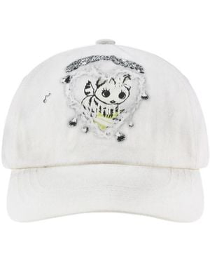 we11done Graphic-Print Cotton Cap - White