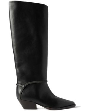 Brunello Cucinelli Square-Toe Tall Boots - Black