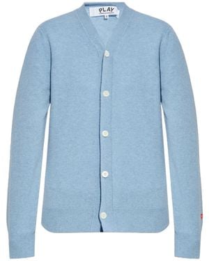 COMME DES GARÇONS PLAY Long Sleeve Cardigan - Blue