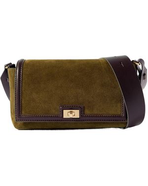 Anya Hindmarch Leather-Trimmed Suede Shoulder Bag - Brown