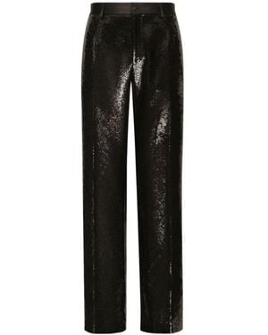 Dolce & Gabbana Sequined Straight-Leg Trousers - Black