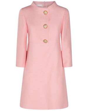 Valentino Button Detailed Crewneck Dress - Pink