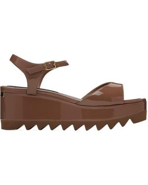 Stella McCartney Elyse Patent Leather Platform Sandals - Brown