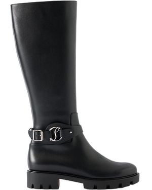 Christian Louboutin Buckled Leather Knee Boots - Black