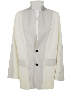 Sacai Panelled Single-Breasted Cardigan - White