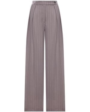 Dries Van Noten Wide-Leg Pinstriped Fabric Pants With Pleats - Purple
