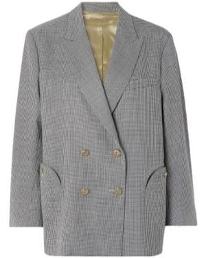 Blazé Milano Regal Nightbreak Double-Breasted Houndstooth Suit Jacket - Gray