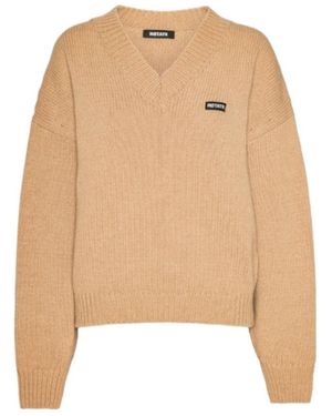ROTATE BIRGER CHRISTENSEN V-Neck Wool Jumper - Natural