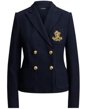 Ralph Lauren Double-Breasted Piqué Blazer - Blue