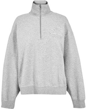 Ganni Half-Zip Hoodie - Gray