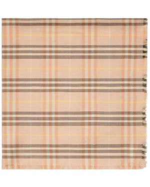 Burberry Checked Frayed Edge Scarf - Natural