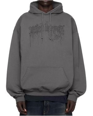 Vetements Graphic-Print Long-Sleeve Hoodie - Gray