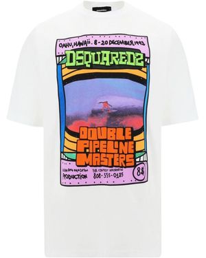 DSquared² Graphic Printed Crewneck T-Shirt - White