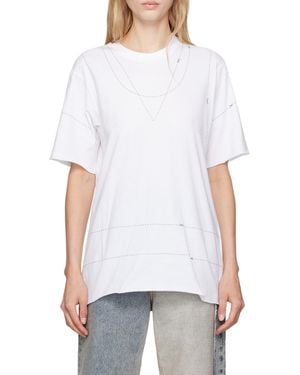 MM6 by Maison Margiela Stitch-Printed Crewneck T-Shirt - White