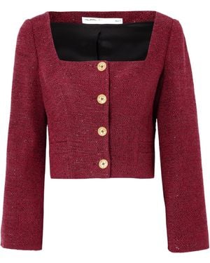 Alessandra Rich Embellished Tweed Jacket - Red