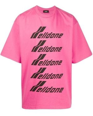 we11done Logo-Print Crew-Neck T-Shirt - Pink