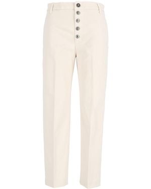 Dondup Nima Logo-Plaque Trousers - Natural