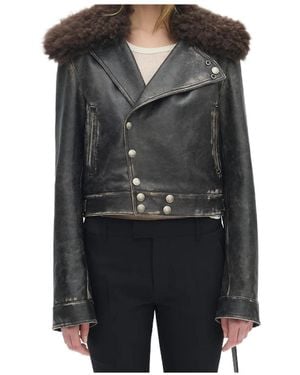 Ann Demeulemeester Shearling-Collar Jacket - Black