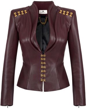 Elisabetta Franchi Hook-Detail Jacket - Brown