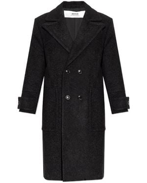 Ami Paris Double-Breasted Virgin Wool Overcoat - Black