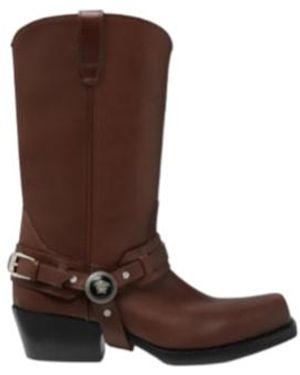 Versace Leather Cowboy Boots - Brown
