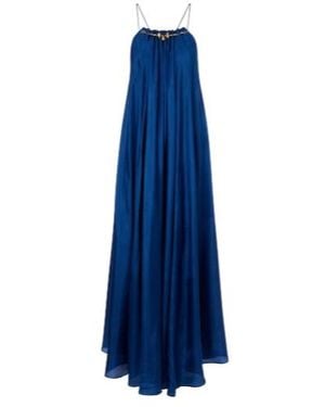 Zimmermann Aster Beaded Halterneck Silk Maxi Dress - Blue