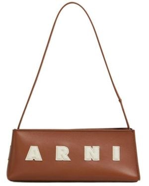 Marni Leather Museo Baguette Bag - Brown