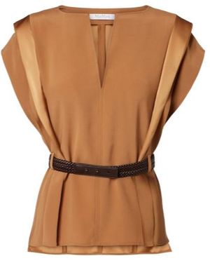 Max Mara Belted Crêpe Top - Brown