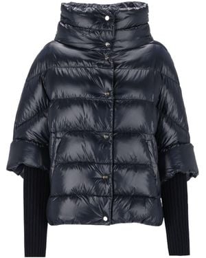 Herno Quilted High-Neck Cape - Blue