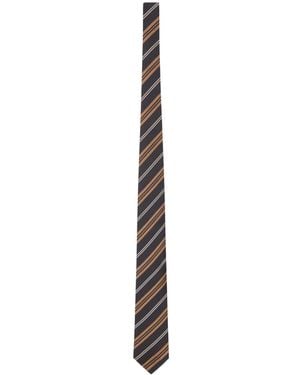 Lardini Striped-Pattern Silk Tie - White