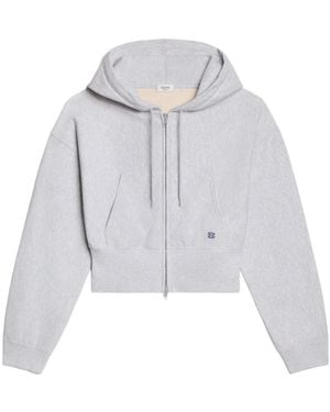 Celine Cropped Zipped Hoodie - White
