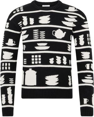 JW Anderson Tableware-Pattern Crew-Neck Jumper - Black