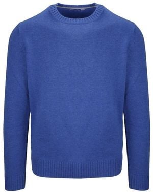 Kangra Cashmere Crew Neck Knitted Jumper - Blue