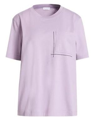 Brunello Cucinelli Solid Crew Neck T-Shirt - Purple
