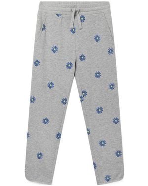 Stella McCartney Floral-Embroidered Sweatpants - Gray