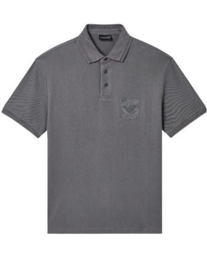 Emporio Armani Embroidered Polo Shirt - Grey