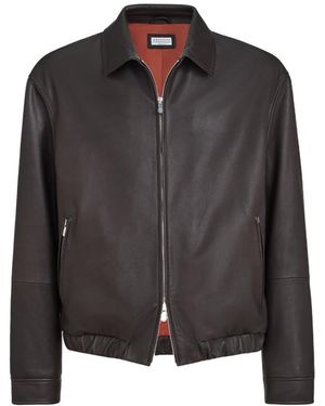 Brunello Cucinelli Nappa Leather Outerwear Jacket - Black