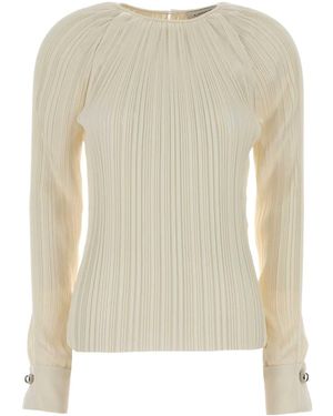 Lanvin Pleated Charmeuse Top - Natural