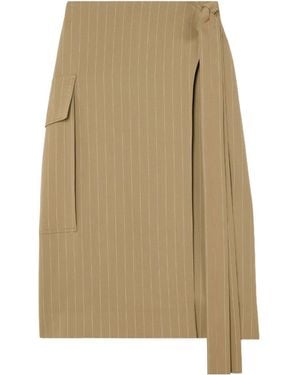 Victoria Beckham Striped Wrap Midi Skirt - Natural